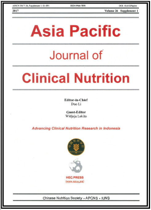 Book Cover of Asia Pacific Journal of Clinical Nutrition Volume 26 Supplement 1 2017